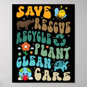 Bespaar bijen Reddingsdieren Recyclen Plastic Eart Poster