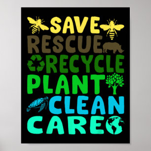 Bespaar bijen Reddingsdieren Recyclen Plastic Eart Poster