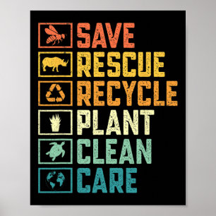 Bespaar bijen Reddingsdieren Recyclen Plastic Eart Poster
