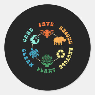 Bespaar bijen Reddingsdieren Recyclen Plastic Eart Ronde Sticker