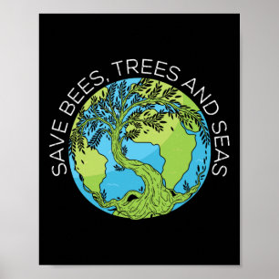 Bespaar bijenbomen en Zeeen klimaatverandering Poster