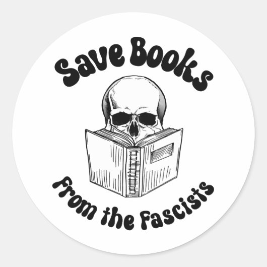 Bespaar boeken van de fascisten ronde sticker (Voorkant)
