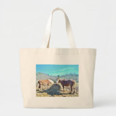 Bespaar conceptpaarden die hooi eten grote tote bag (Voorkant)