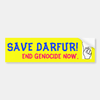 BESPAAR DARFUR! EIND NU GENOCIDE. BUMPERSTICKER