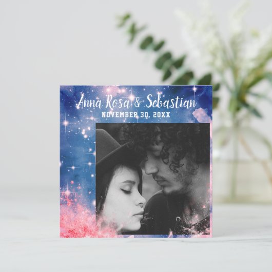 *~* BESPAAR DATUM PHOTO AR6 Weddenschap Website QR Save The Date (Staand voorkant)