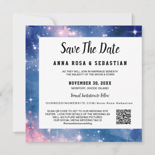 *~* BESPAAR DATUM PHOTO AR6 Weddenschap Website QR Save The Date (Achterkant)