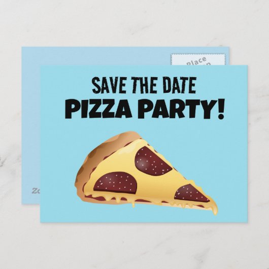 BESPAAR DATUM PIZZA PARTIJ AANGEPASTE INVITATIES B AANKONDIGINGSKAART (Voorkant / Achterkant)