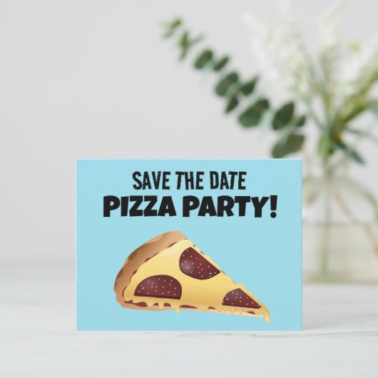 BESPAAR DATUM PIZZA PARTIJ AANGEPASTE INVITATIES B AANKONDIGINGSKAART (Staand voorkant)