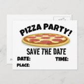 BESPAAR DATUM PIZZA PARTIJ AANGEPASTE INVITATIES B AANKONDIGINGSKAART (Voorkant / Achterkant)