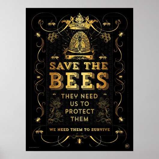 BESPAAR DE BEES! FAUX GOLD POSTER (Voorkant)