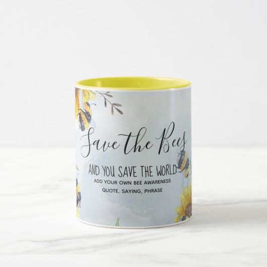 Bespaar de bijen en bespaar de wereld op maat mok (Midden)