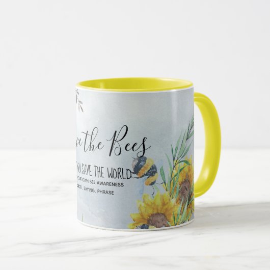 Bespaar de bijen en bespaar de wereld op maat mok (Voorkant rechts)