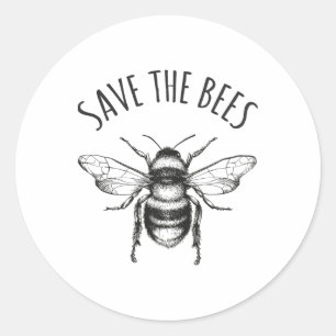 Bespaar de bijen op de dag van de aarde, bespaar o ronde sticker