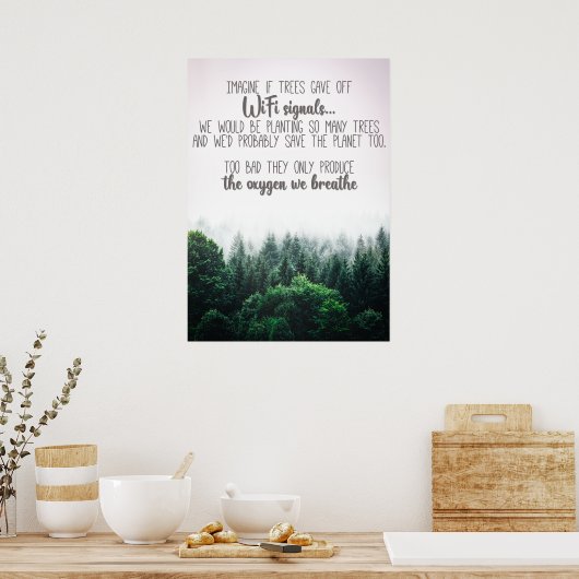 Bespaar de bomen zuurstof met een afbeelding met e poster (Keuken)