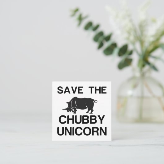 BESPAAR DE CHUBBY UNICORN RHINO CONTACTKAARTJE (Staand voorkant)