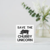 BESPAAR DE CHUBBY UNICORN RHINO VIERKANTE VISITEKAARTJE (Staand voorkant)