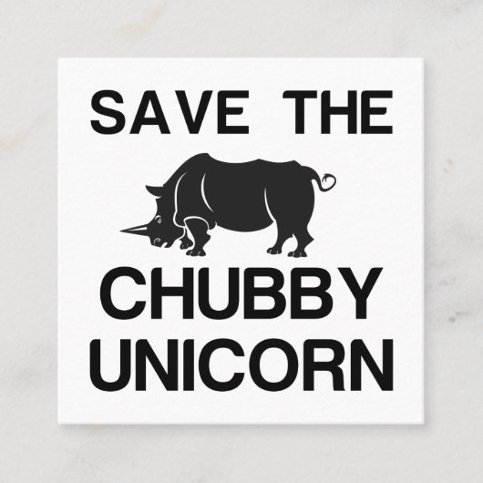 BESPAAR DE CHUBBY UNICORN RHINO VIERKANTE VISITEKAARTJE (Voorkant)