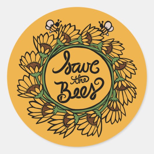 Bespaar de dag van de bijenaarde ronde sticker (Voorkant)