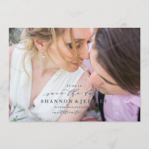 BESPAAR DE DATE elegante fotokaart voor kalligrafi Save The Date