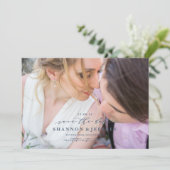 BESPAAR DE DATE elegante fotokaart voor kalligrafi Save The Date (Staand voorkant)