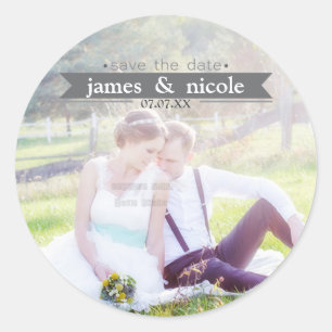 BESPAAR DE DATE Grey Wedding Photo Sticker