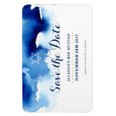 BESPAAR DE DATE MITZVAH moderne ster blauwe waterv Magneet (Verticaal)