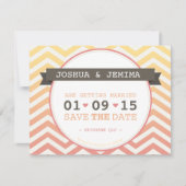 BESPAAR DE DATE ombre chevron tropische zonsonderg Save The Date (Voorkant)