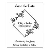 Bespaar de Date Quote Diamond & Wildflower Wedding Rubberstempel (Afrduk)