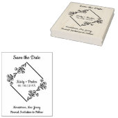Bespaar de Date Quote Diamond & Wildflower Wedding Rubberstempel (Gestempeld)