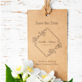 Bespaar de Date Quote Diamond & Wildflower Wedding Rubberstempel