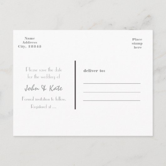 BESPAAR DE DATE roze witte bruiloft 6 FOTO Briefka Aankondigingskaart