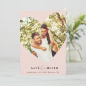 BESPAAR DE DATE van de moderne foto schattig hart Kaart (Staand voorkant)