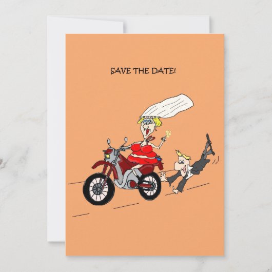 BESPAAR DE DATUM BIKER WEDDING INVITE KAART (Voorkant)