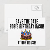 BESPAAR DE DATUM BIRTHDAY CAKE ARTIJVERZOEKEN AANKONDIGINGSKAART (Voorkant / Achterkant)