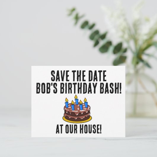 BESPAAR DE DATUM BIRTHDAY CAKE ARTIJVERZOEKEN AANKONDIGINGSKAART (Staand voorkant)