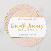 BESPAAR DE DATUM bleke roze goudstippen Kaart (Voorkant / Achterkant)