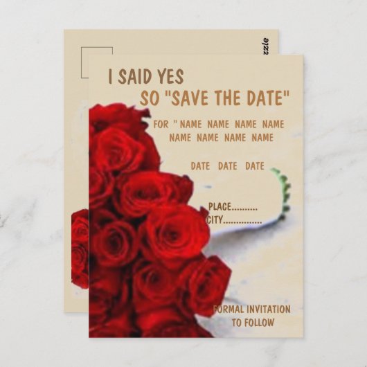 BESPAAR DE DATUM BRIEFKAARTEN (Voorkant / Achterkant)