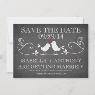 BESPAAR DE DATUM ChalkboardTortelduifjes Save The Date