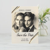 BESPAAR DE DATUM ELEGANT LUXURY INVITATIE KAART (Staand voorkant)