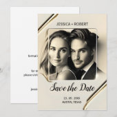 BESPAAR DE DATUM ELEGANT LUXURY INVITATIE KAART (Voorkant / Achterkant)