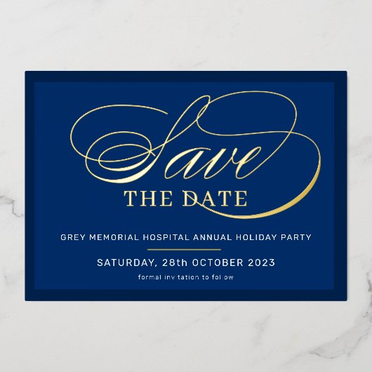 BESPAAR DE DATUM elegante gebeurtenis fancy het ma Folie Uitnodiging (Voorkant)