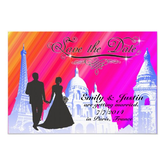 BESPAAR DE DATUM FOTO MET UITZICHT PARIJS, FRANKRI AFDRUK (Voorkant)