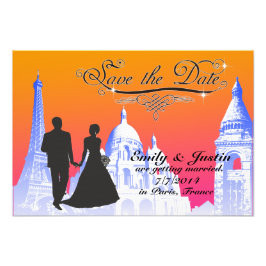 BESPAAR DE DATUM FOTO MET UITZICHT PARIJS, FRANKRI FOTO AFDRUK