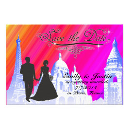 BESPAAR DE DATUM FOTO MET UITZICHT PARIJS, FRANKRI FOTO AFDRUK