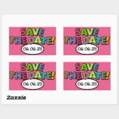 BESPAAR DE DATUM Fun Retro Comic Book Pop Art Rechthoekige Sticker (Vel)