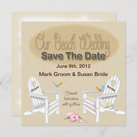 BESPAAR DE DATUM KAART - BEACH WEDING (Voorkant / Achterkant)