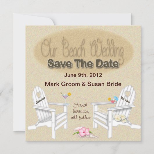 BESPAAR DE DATUM KAART - BEACH WEDING (Voorkant)