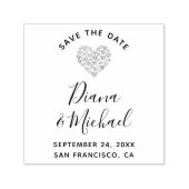 BESPAAR DE DATUM-kalligrafie met een warm hart Zelfinktende Stempel (Design)