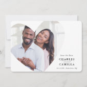 BESPAAR DE DATUM modern, elegant lijst hart Kaart (Voorkant)