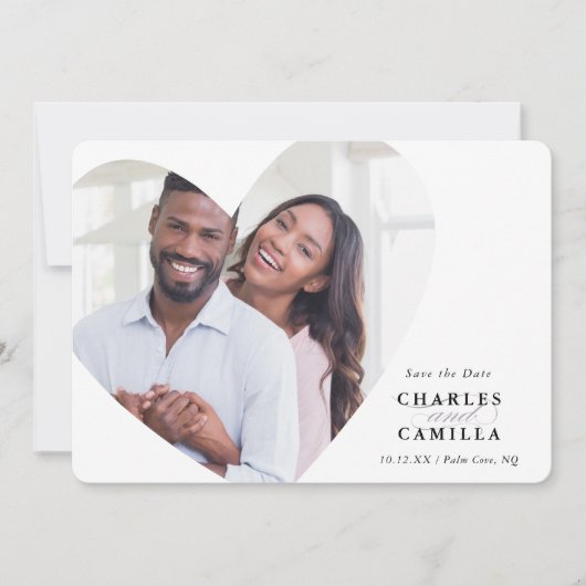 BESPAAR DE DATUM modern, elegant lijst hart Kaart (Voorkant)